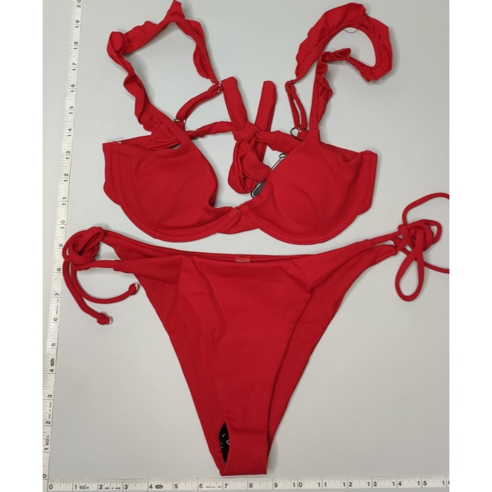 NWT ZAFUL Medium Push Up Light Red bikini set